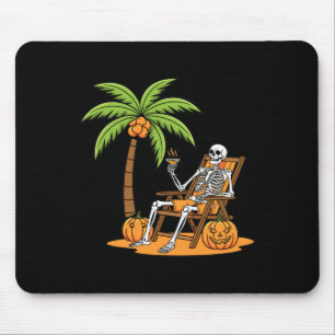 Halloween Skeleton Beach Vacation Palm Tree Pumpki Mouse Pad