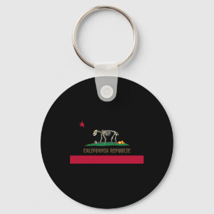 Halloween Skeleton Bear California Ca State Flag F Keychain