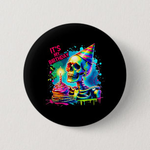 Halloween Skeleton Birthday Costume Party Cake 2 Inch Round Button