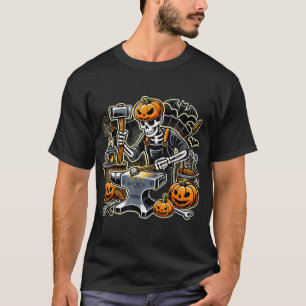 Halloween Skeleton Blacksmith  T-Shirt