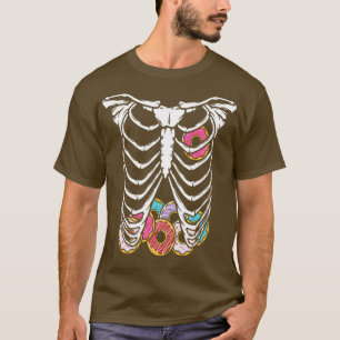 Halloween Skeleton Body Doughnuts Funny T-Shirt