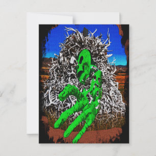 Halloween skeleton bones antlers 3D fingers Postcard