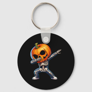 Halloween Skeleton Boys Trick Treat Funny Pumpkin  Keychain