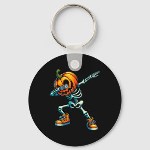 Halloween Skeleton Boys Trick Treat Funny Pumpkin  Keychain