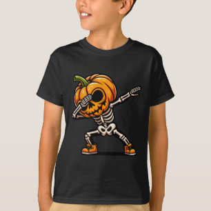 Halloween Skeleton Boys Trick Treat Funny Pumpkin T-Shirt