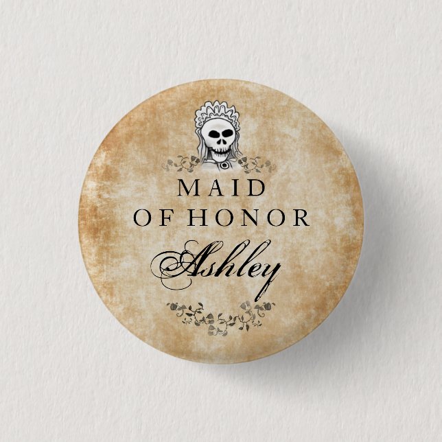 Halloween Skeleton Brown Gothic Maid of Honour (Front)