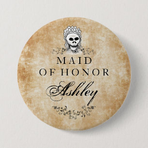 Halloween Skeleton Brown Gothic Maid of Honour