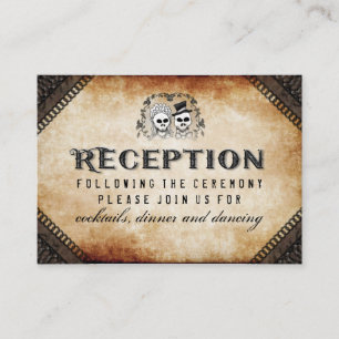 Halloween Skeleton Brown Gothic Matching Reception Enclosure Card