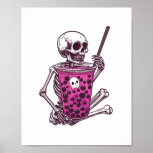 Halloween Skeleton Bubble Tea Poster