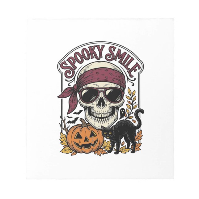 Halloween Skeleton Cat Vintage Pumpkin Graphic_1 Notepad (Front)