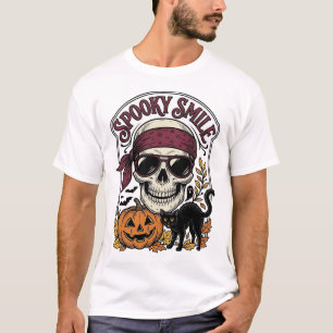 Halloween Skeleton Cat Vintage Pumpkin Graphic_1 T-Shirt