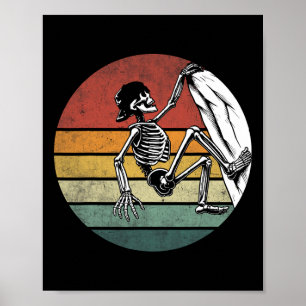 Halloween Skeleton Climber Vintage Skeleton Rock C Poster