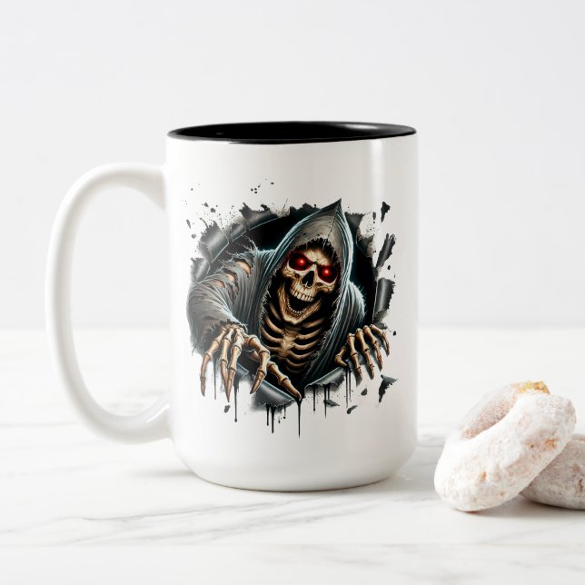 Halloween Skeleton Coffee Mug (With Donut)