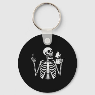Halloween Skeleton Coffee Peace Funny Costume Men  Keychain