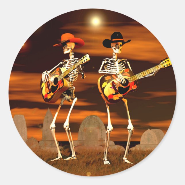 Halloween Skeleton Concert Classic Round Sticker (Front)