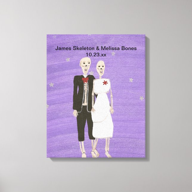 Halloween Skeleton Couple Wedding Wrapped Canvas (Front)