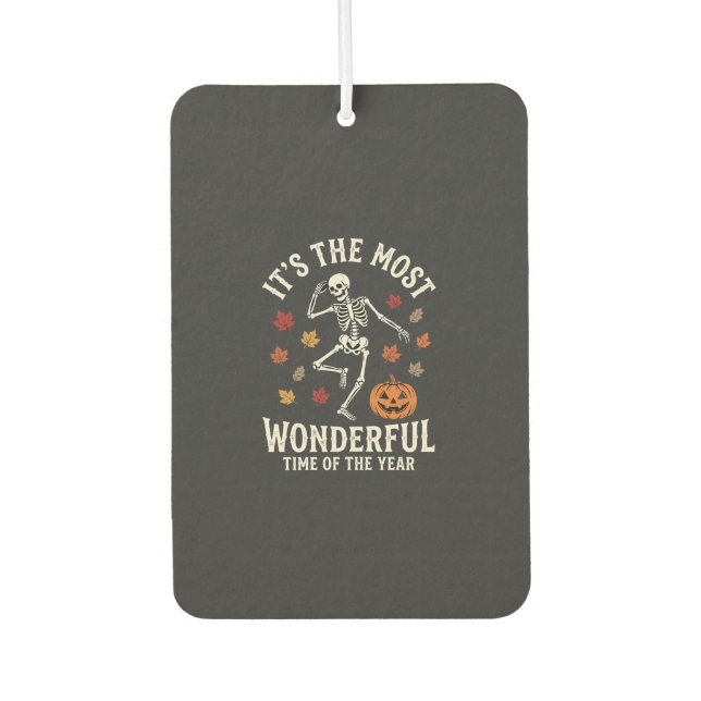 Halloween Skeleton Dance Pumpkin Fall Air Freshener (Front)