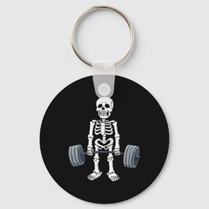 Halloween Skeleton Deadlift Fun Fitness Weightlift Keychain