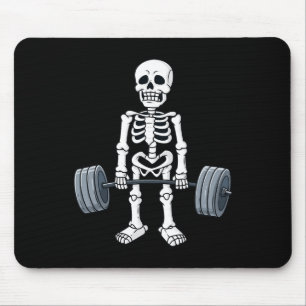 Halloween Skeleton Deadlift Fun Fitness Weightlift Mouse Pad
