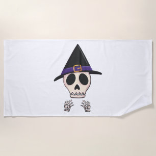 Halloween Skeleton design, Spooky Halloween Beach Towel