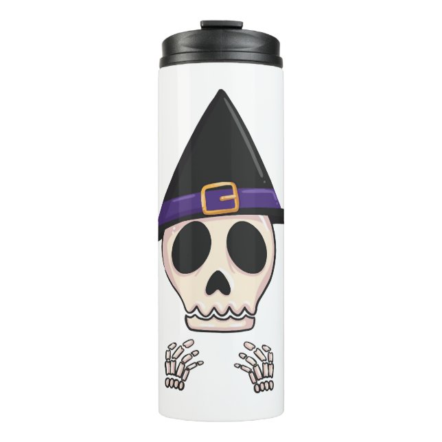 Halloween Skeleton design, Spooky Halloween Thermal Tumbler (Front)