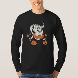 Halloween Skeleton Dinosaur Pumpkin T-Shirt