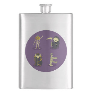 Halloween Skeleton Dracula Mummy Grim Reaper Hip Flask