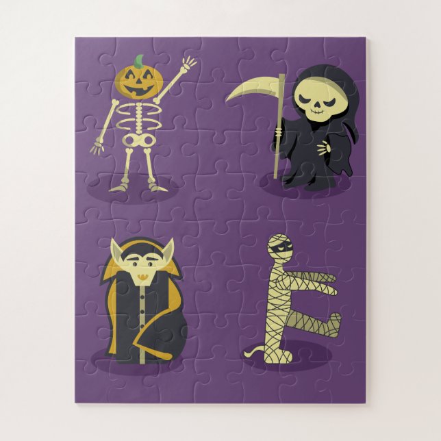 Halloween Skeleton Dracula Mummy Grim Reaper Jigsaw Puzzle (Vertical)