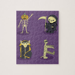 Halloween Skeleton Dracula Mummy Grim Reaper Jigsaw Puzzle