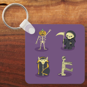 Halloween Skeleton Dracula Mummy Grim Reaper Keychain