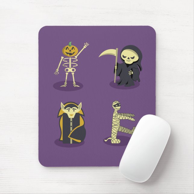 Halloween Skeleton Dracula Mummy Grim Reaper Mouse Pad (With Mouse)