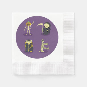 Halloween Skeleton Dracula Mummy Grim Reaper Napkin