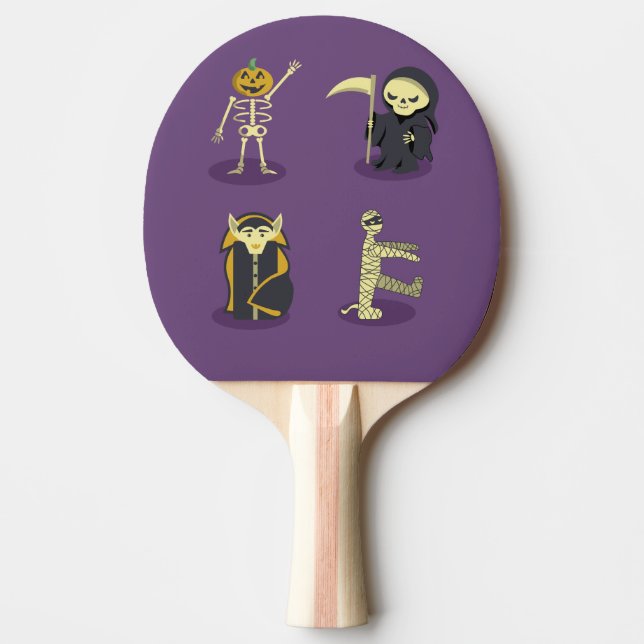 Halloween Skeleton Dracula Mummy Grim Reaper Ping Pong Paddle (Front)