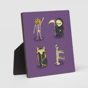 Halloween Skeleton Dracula Mummy Grim Reaper Plaque