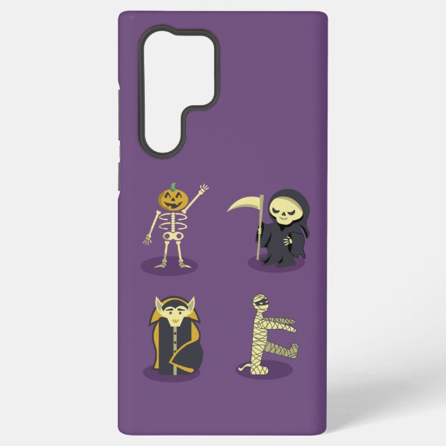 Halloween Skeleton Dracula Mummy Grim Reaper Samsung Galaxy S22 Ultra Case (Back)
