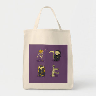Halloween Skeleton Dracula Mummy Grim Reaper Tote Bag