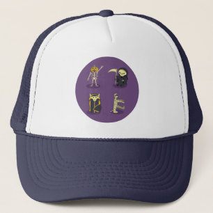 Halloween Skeleton Dracula Mummy Grim Reaper Trucker Hat
