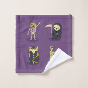 Halloween Skeleton Dracula Mummy Grim Reaper Wash Cloth