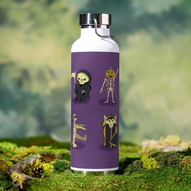 Halloween Skeleton Dracula Mummy Grim Reaper Water Bottle (Outdoor)