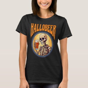 Halloween Skeleton Drinking Beer Hallobeer T-Shirt