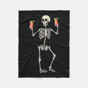 Halloween Skeleton Drinking Bloody Mary Tail  Fleece Blanket