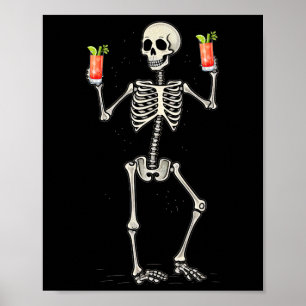 Halloween Skeleton Drinking Bloody Mary Tail Poster