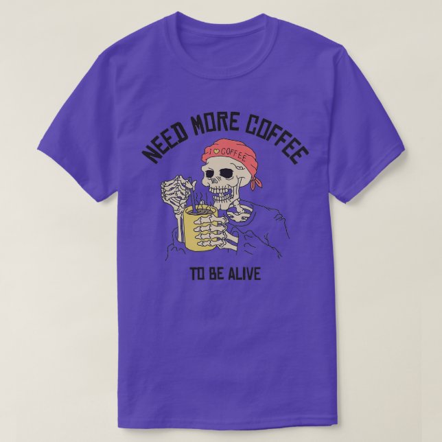 halloween skeleton drinking coffee funny T-Shirt (Design Front)