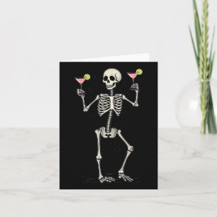 Halloween Skeleton Drinking Cosmopolitan Tail Card