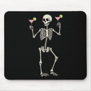 Halloween Skeleton Drinking Cosmopolitan Tail Mouse Pad