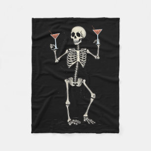 Halloween Skeleton Drinking Manhattan Tail  Fleece Blanket