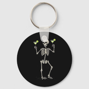 Halloween Skeleton Drinking Margarita Tail Keychain