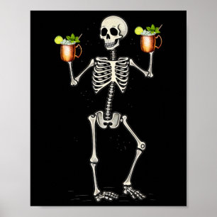 Halloween Skeleton Drinking Moscow Mule Tail  Poster