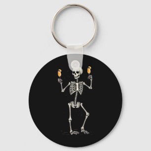Halloween Skeleton Drinking Peach Bellini Tail Keychain