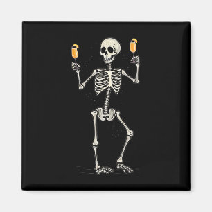 Halloween Skeleton Drinking Peach Bellini Tail Magnet
